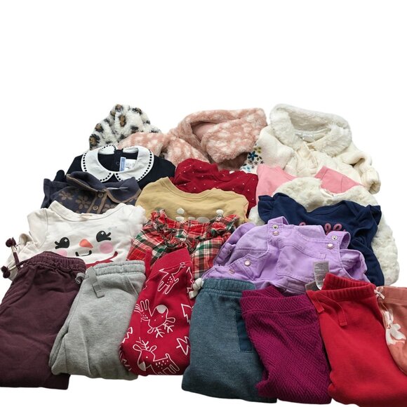 Baby Girls 12M Fall Winter Clothing BUNDLE Pants Sweaters Long Sleeve Tops Dress - Picture 1 of 13
